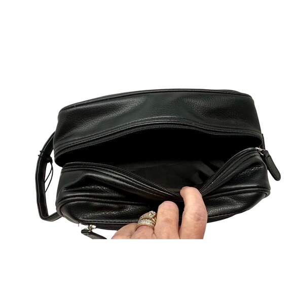 Black Pebbled‎ Vinyl Travel Kit - Top Zipper, 2 Zipper pockets - Picture 5 of 10